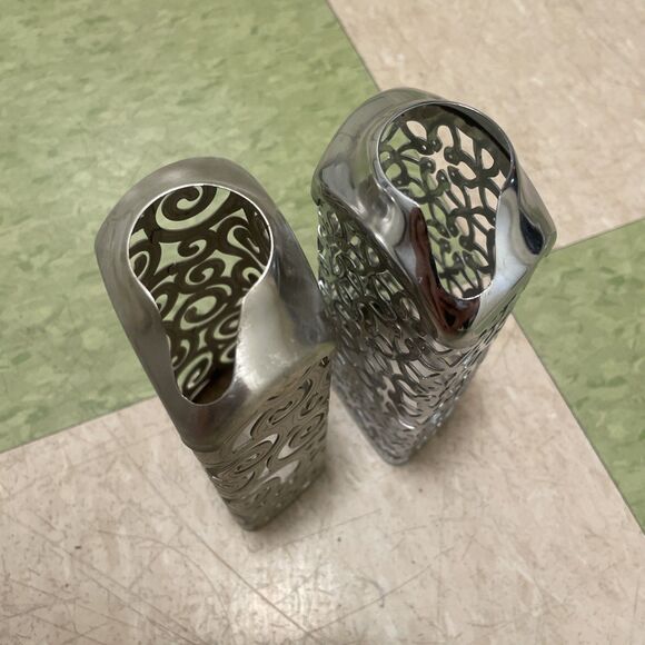 Bath & Body Works Silver Metal Soap Dispenser Sleeves Covers Set of 2 - Picture 2 of 5